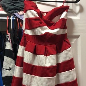 Red and white dress